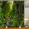 Rideaux de douche Forêt paysage naturel rideau de douche plante verte arbre paysage 3D impression salle de bain rideaux imperméable Polyester décor à la maison 230922