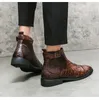 Nouveau marron hommes bottes fermeture éclair motif pierre noir bout rond affaires bottes courtes pour hommes taille 38-48 livraison gratuite bottes pour hommes pour garçons bottes de soirée