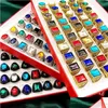 Band Rings Stone 30Pcs Crystal Glass Retro Bohemia Style Big Size Mixed Golden Siery Black Metal Acrylic Men And Women Jewelry Party D Dh8Wk