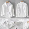 Men's Casual Shirts Autumn Pure Cotton Long Sleeved For Handsome White Cargo Loose Fit Button Down Work Shirt