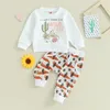 Clothing Sets Vintage born Baby Boys Girls Clothes Cactus Letter Print Long Sleeve Pullover SweashirtsPocket Casual Tracksuits 230923