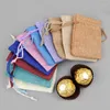 Confezione regalo 100 pezzi Sacchetti di lino con coulisse Iuta Multi formato Borsa portaoggetti per caramelle natalizie per matrimoni Panno per gioielli Logo personalizzato