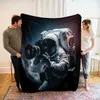 Blankets Cute Cartoon Child Astronaut Blanket for Bedroom Bedspread Outer Space Plush Warm Throw Flannel Black Coverlet Kids Gift 230923
