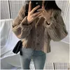 Puntos para mujer Camisetas para mujer Cárdigans recortados Mujeres sueltas con cuello en V Otoño Chic Suéter juvenil Prendas de punto Versión coreana Elegante Tierno Hara Dhgqh