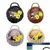 Outra organização de armazenamento doméstico Jardim Wall-Mounted Flower Basket Grande Tamanho Handmade Rattan Flowerpot Rústico Pássaros Ninho Pot Wicker Dhyoz