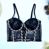 Chars de femmes Français brodé dentelle sexy bustier soutien-gorge pour femmes perspective perles femme dos nu recadrée débardeur camis y4242