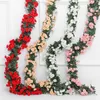 Torkade blommor 25m 18m rosen Artificial Flower Vine For Wedding Garland White Pink Home Room Decoration Silk Han 230923