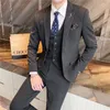 Men's Polos Suit Business Casual Three-Piece Formal Korean Slim Man Groom Wedding Men
