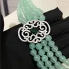 Kedjor säljer naturlig dongling Green Jade Stone Pärlor Multi-Layered Micro Inlay Zircon Clasp Halsband Fashion Jewelry