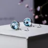 Boucles d'oreilles pendantes en argent Sterling 925, cristal bleu, Zircon pour femmes, cadeau pour amis, prévention des allergies, Simple, tendance, longue