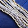 5mm 16-30inches Real Gold Plate Bling Cubic Zirconia Tennis Chain Choker Necklace Diamond Long Necklaces Bijoux Hiphop Jewelry for274l