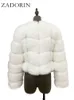 Womens Fur Faux ZADORIN Coats Cropped Top For Women Jacket Winter Luxury Coat Fluffy White Tops 230922