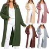 Kvinnors stickor Kvinnor Moice Loose Long Solid Color Cardigan tröja över storlek Slouchy Knit Pocket Open Front Female Coat