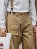 Mäns byxor Suspender Löst raka multifickor khaki overaller utomhus casual retro last för manlig pojkvän