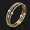 Nieuwe Mode Elegante Vrouwen Bangle 3 Rij Polsband Armband Kristal Manchet Bling Lady Gift Armbanden Armbanden B0203030