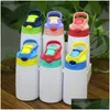 Vattenflaskor 12oz sublimering Kid Bounce Cup Blank Heat Transfer Printing Bottle For Straight Insated Kettle With Nipple Drop Deliv Dh2wk