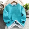 Hoodies moletons moda crianças tops primavera outono crianças meninos letras moletons algodão azul cinza camiseta adolescente pulôver roupas 10 12 14y 230923