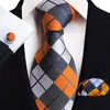 Laços de negócios gravata para homens conjunto de seda paisley gravata de luxo listra xadrez abotoaduras bolso quadrado formal festa de casamento gravata