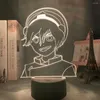 Veilleuses 3D Avatar le dernier maître de l'air Toph Beifong lampe pour la décoration intérieure anniversaire lumière LED chambre