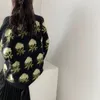 Kadın Sweaters Tatlı Yuvarlak Boyun İşlemeli Çiçek Kazakları 2023 Sonbahar Kış Kış Gevşek Moda Bulanık Bulanık Büyük Boyu Kadın Jumper'ları