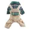 Hundebekleidung Cordhose Plaid Overall für Hunde Niedliches kleines Tier mit Hemd Herbst Winter Chihuahua Shih Tzu Pugssuit Haustier Clothi Otwio