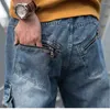 Herr jeans mode joggar last byxor avslappnad hiphop harem byxor streetwear lösa baggy denim kläder