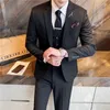 Herren-Polo-Anzug, Business-Casual, dreiteilig, formell, koreanisch, schlank, Mann, Bräutigam, Hochzeit, Herren