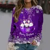 Women's Sweaters Long Sleeved Round Neck Merry Christmas Printed Pullover Sweater Top Tunic Fall Tops Office Women