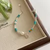 Strand Minar Boho Glanzend Zilver Water Wave Ketting Blauwe Kleur Natuursteen Parel Kralen Kralen Armband Voor Vrouwen Dagelijkse Accessoires