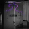 Pommeau de douche LED noir mat 900x300, avec haut-parleur musical, Double plafond de douche intégré, ensemble de robinets de douche thermostatiques pour salle de bains