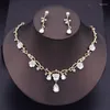 Ketting Oorbellen Set Barokke Tiara's Goud Kleur Rode Kroon Oorbel Sets Bruiloft Bruids Sieraden Prom Kostuum Accessoires