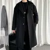 Misto lana da uomo Cappotti lunghi di lana con cappuccio da uomo Tinta unita oversize Giacca a vento invernale Stile coreano Capispalla casual 230923