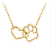 Hollow Out Cute Heart Dog Cat Paw Pendant Necklace Animal Print Friendship Jewelry Mother Child Love Necklaces284n