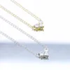 Chokers 100% 925 Sterling Silver Girl Kvinnor smycken Söt härlig gnistrande bling CZ Small Heart Necklace 230923