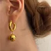 Pendientes colgantes PANJBJ, pendiente circular grande de Plata de Ley 925 para mujer y niña, joyería Retro geométrica concisa, gota de regalo de cumpleaños