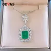 OEVAS 100% 925 Sterling Silber 9 11mm Synthetische Smaragd Anhänger Halskette Für Frauen Funkelnden High Carbon Diamant Feine Jewelry312a