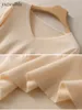 Suéteres de mujer YSZWDBLX Suéteres para mujer Primavera Otoño Cuello en V Jerseys de punto Camisa de fondo suelto Jersey de moda de cachemira Suéter rosa sólido 230923