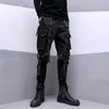 Męskie spodnie Houzhou TechWear Black Cargo Pants for Men Cargo Spodnie Męskie japońskie streetwear Hip Hop Spring Ribbon Pocket Harajuku moda 230922