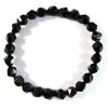 Charm Armband Mens Black Tourmaline Stretchy Armband Facetterade stjärna klippta pärlor med pärlor helande stenmeditation smycken gåva för me207t