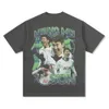 American Heung Min Son Camiseta masculina estampada lavada e usada de manga curta com gola pequena Base6g5a