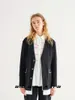 Kadınlar Suits 2024 İngiliz Retro tarzı Sıradan Küçük Takım Siyah Uzun Kollu Ceket Tasarım Alın