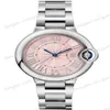 Ladies Watch Automatic Mechanical 33mm Red Dial 40mm Mens Watch WSBB0060 Leather Strap watchs266R