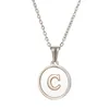 Посеребренное ожерелье для женщин, круглая ракушка, кулон в форме буквы, ожерелья из нержавеющей стали, цепочка на шею, ювелирные изделия
