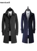 Misto lana da uomo Mauroicardi Autunno Inverno Lungo Smart Casual aderente caldo nero blu Cappotto di lana da uomo monopetto di lusso in misto lana soprabito 230923