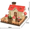 Bambole Natale Giocattoli per bambini foresta famiglia casa delle bambole in miniatura Musica Treno paesaggio innevato accessori per mobili per la casa 230922