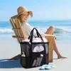 Duffel Bags 8 Pockets Summer Large Beach Bag For Towels Mesh Durable Travel Handbag Toys Organizer Waterproof Underwear Swimming Storage