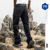 Jeans masculinos fgss moda paris marca scimitar calças corte micro flare buraco feito velho lavado preto casual para menposf