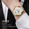 AESOP Moon Phase Watch Men Automatic Mechanical Watch Fashion Gold Wrist Watches Wristwatch Male Clock Men Relogio Masculino242r