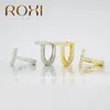 Hoop huggie roxi t şeklinde zirkon kristal pentientes kadınlar için küpeler düğün lüks 925 gümüş küpe kolczyki jewel272b