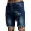 Jeans da uomo strappati estivi per uomo Pantaloncini di buona qualità Pantaloni in denim dritto solido di cotone Maschio Nero Blu Casual